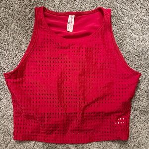 Free people ONZIE red mesh lined cropped sports bra top size small New